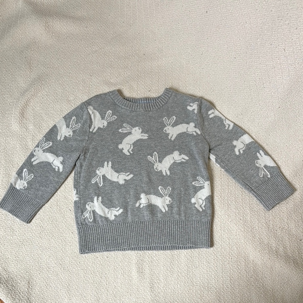 Cat & Jack Gray Sweater with White Bunny Pattern 2T